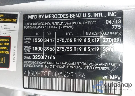 2013 Mercedes-Benz Gl 450 4Matic z USA, uszkodzony, nr VIN 4JGDF7CE2DA229176